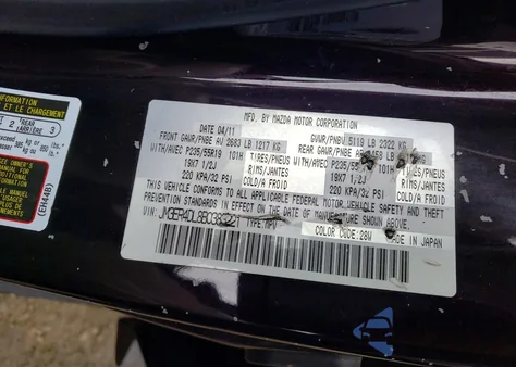 2011 Mazda Cx-7 из США, поврежденный, VIN JM3ER4DL8B0383221